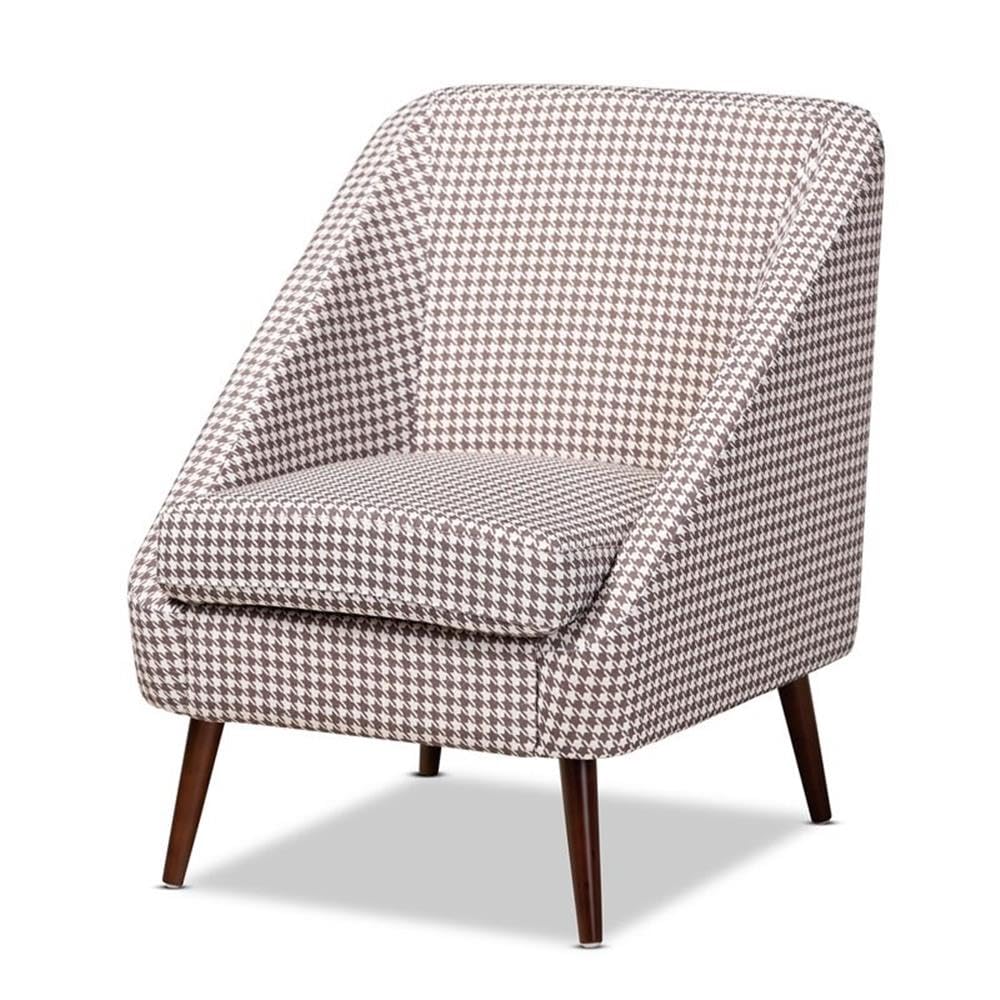 Baxton Studio Gia Modern and Contemporary Brown and White Houndstooth Accent Chair